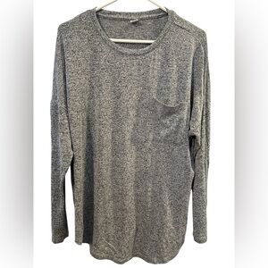 Old Navy Woman’s Grey Knit Tunic Long Sleeve Tee with Front Pocket Sz L